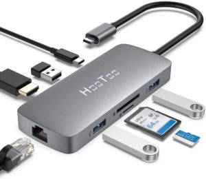 HooToo USB C Hub 8 in 1 USB-Hub mit USB SD-Karte Micro-SD-Karte HDMI und Ethernet