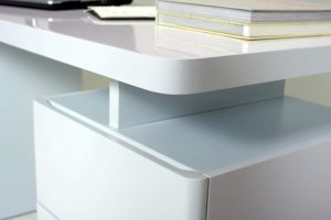 Movian Sava - Hochglanz Weiß Schreibtisch mit 1 Schublade und 2 Türen
