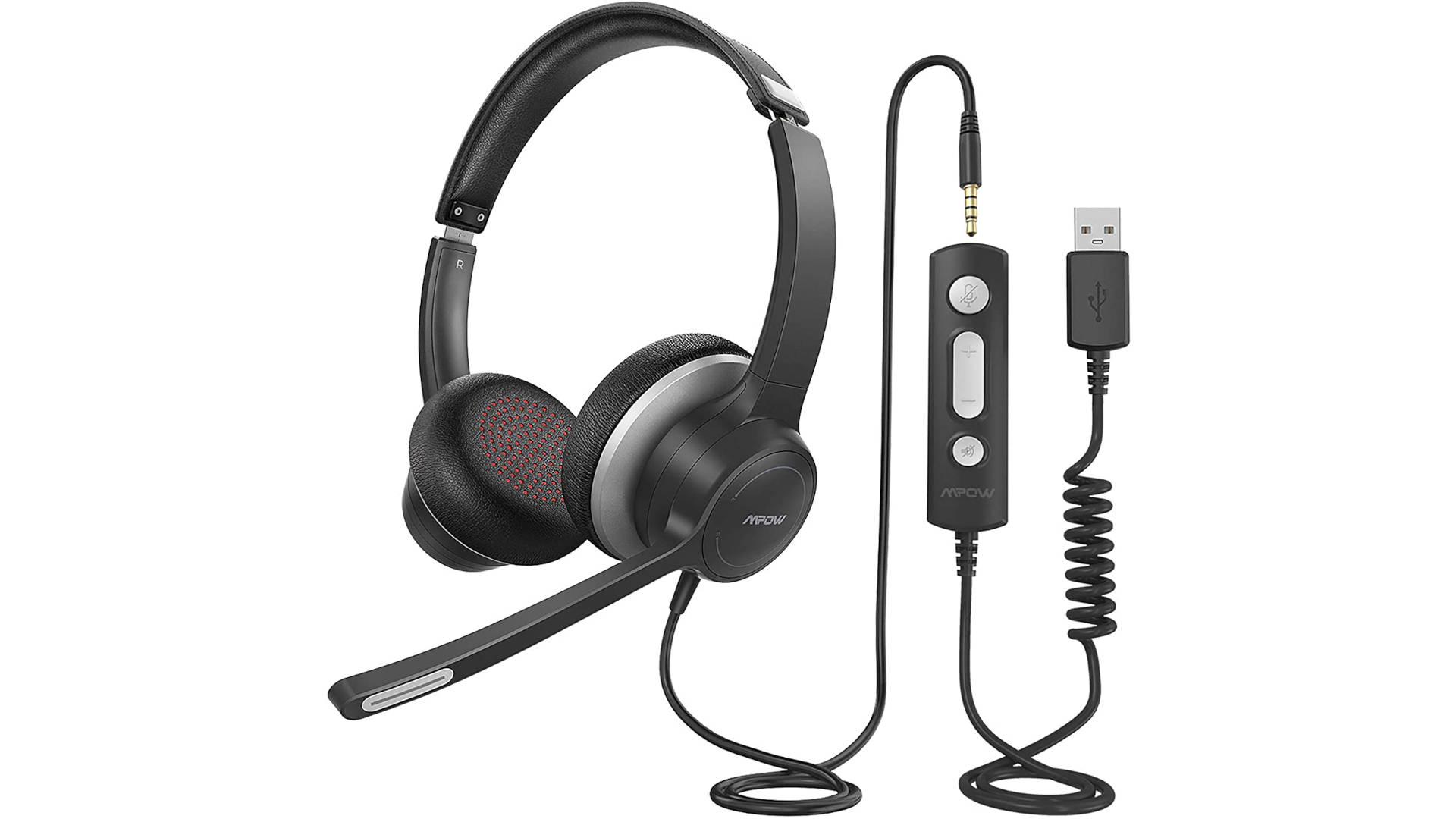 MPOW HC6 PC Headset USB 3,5mm Kopfhörer Stereo Mikrofon Business Büro Headphone 