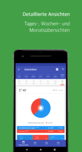 Swipetimes-Zeiterfassung-App-Android Analyse der Tages Wochen und Monatsarbeitszeit