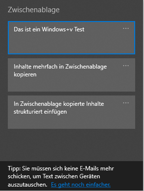 Windows plus v - Mehrfachzwischenablage unter Windows nutzen