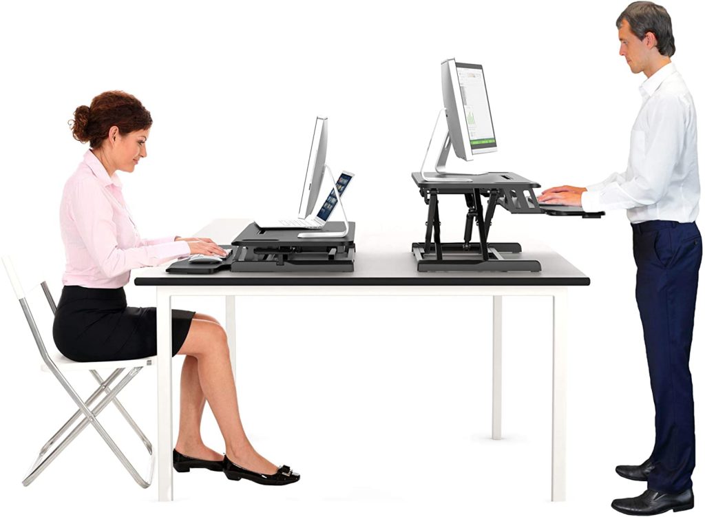 bonVIVO Sit-Stand Workstation - höhenverstellbarer Schreibtisch-Aufsatz